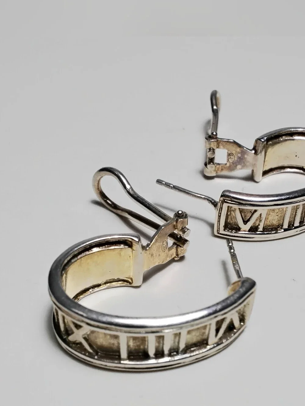Vintage Italy 925 Roman Numeral Slingback Earrings